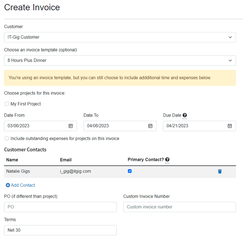 Invoice From Template